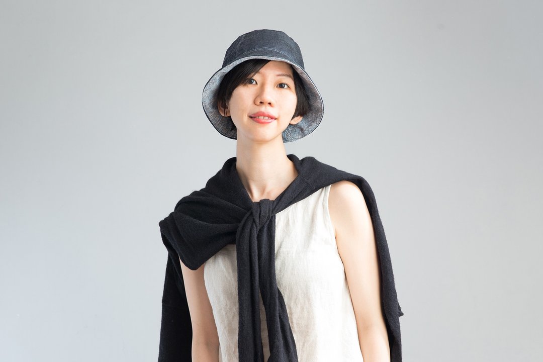 水蓝仿麻配深蓝牛仔双面戴渔夫帽  | 仿麻布系列 | 清新 - 帽子 - 棉 蓝色