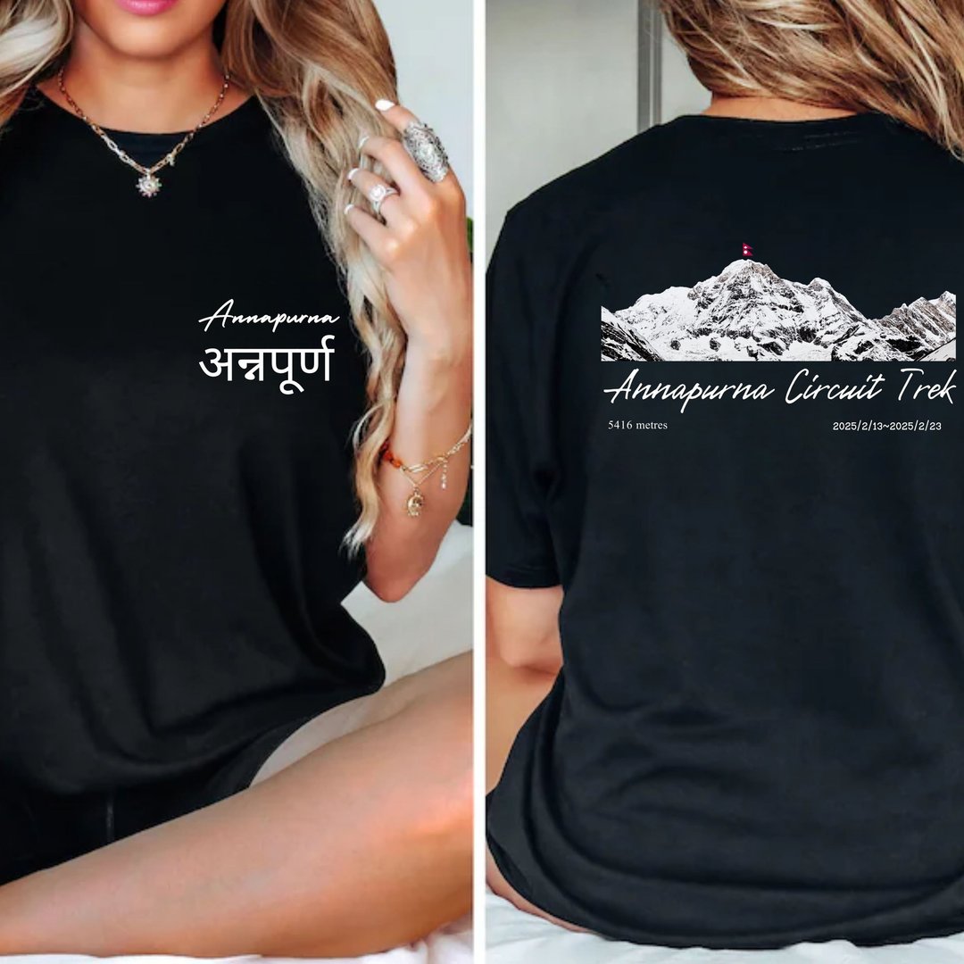 安纳普尔纳环线ACT尼泊尔健行 尼泊尔登山 山脉系列 中性短袖上衣 - 女装 T 恤 - 棉 白色