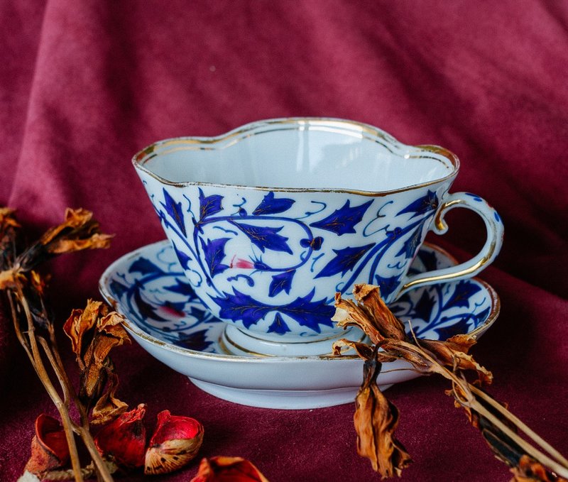 蓝色藤蔓可可杯 - 西洋古董 - 咖啡杯/马克杯 - 瓷 