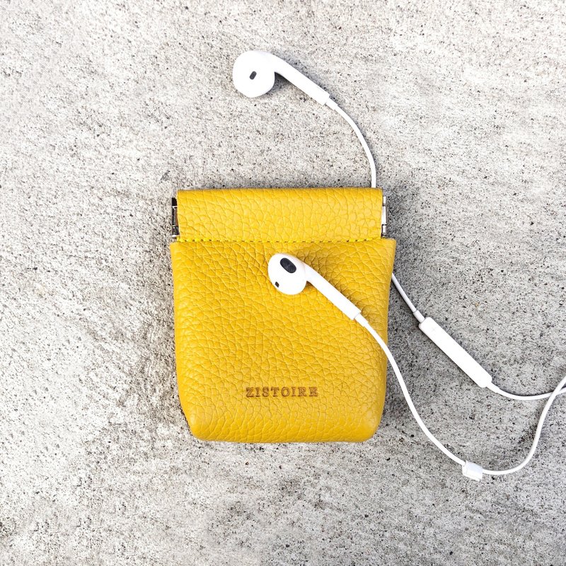【Glamor】ZiBAG-037S/弹簧口金耳机包 / 锡兰黄 - 零钱包 - 真皮 