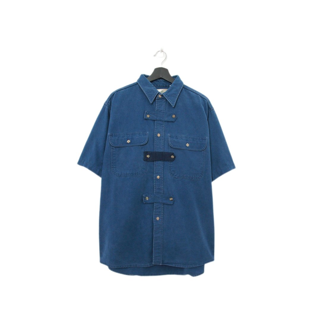 Back to Green-再制设计衬衫 丹宁 深蓝 ss-13//vintage shirt - 男装衬衫 - 棉 