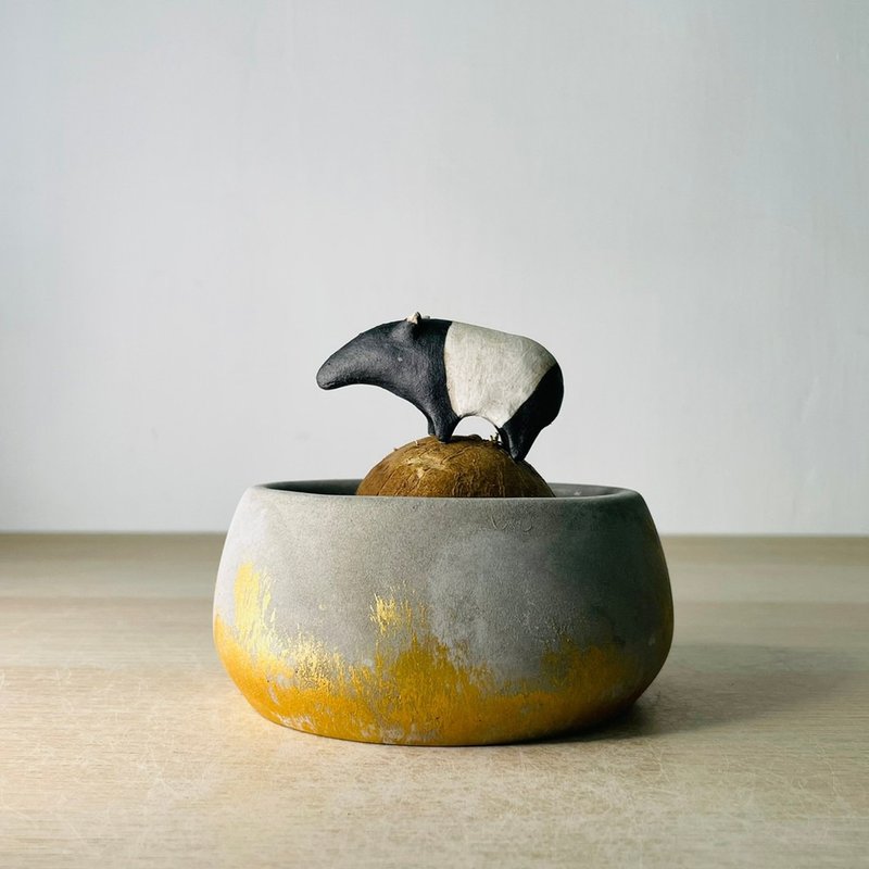 北欧风 金色光森林 大款 水泥圆口盆 - 植栽/盆栽 - 水泥 银色