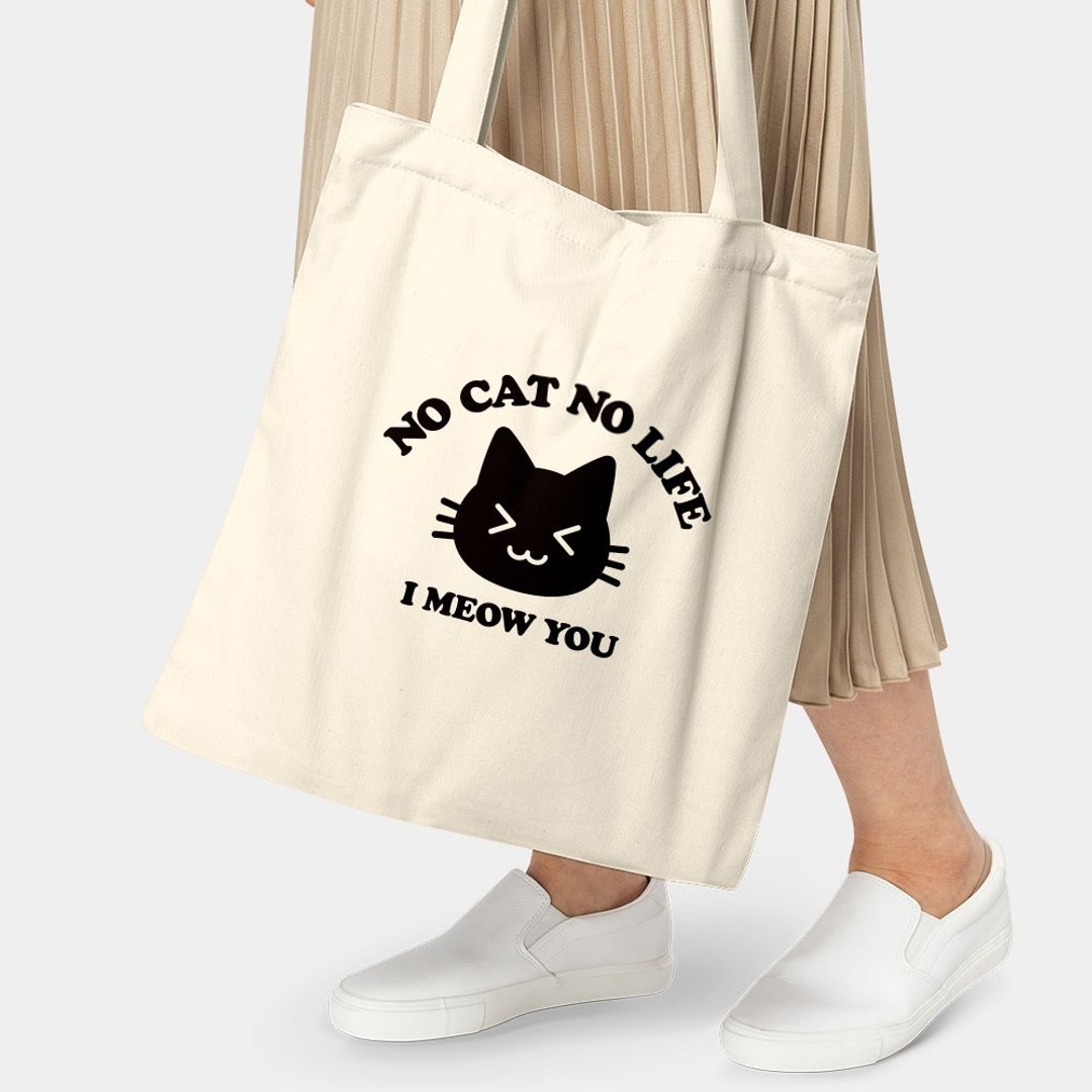 No Cat No Life 购物袋 帆布袋 肩背包 托特包 036 - 侧背包/斜挎包 - 棉 白色