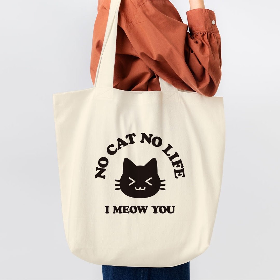 No Cat No Life 购物袋 帆布袋 肩背包 托特包 036 - 侧背包/斜挎包 - 棉．麻 白色