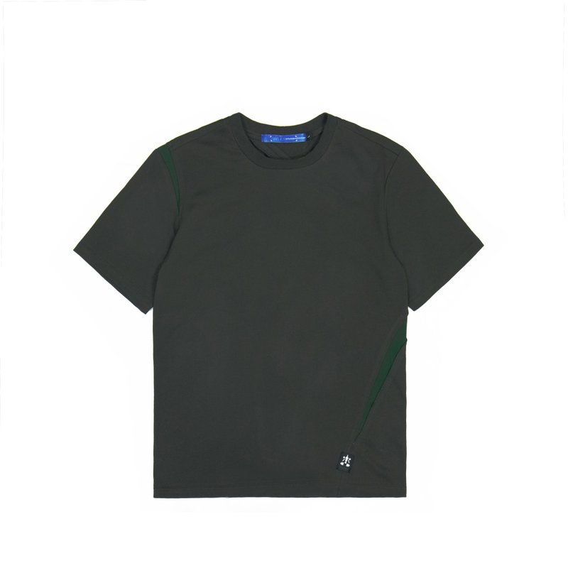 裂纹撞色宽松Tee-深灰 - 男装上衣/T 恤 - 棉．麻 