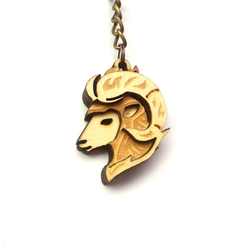 牡羊闪焰 - 无惧的牡羊座钥匙圈 - 钥匙链/钥匙包 - 木头 