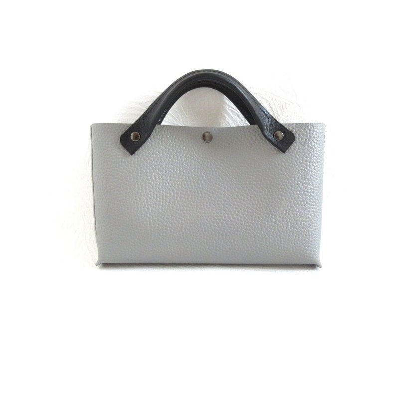 看起来棒极了。牛皮。袋中袋。手工缝制。 058 - 手提包/手提袋 - 真皮 灰色