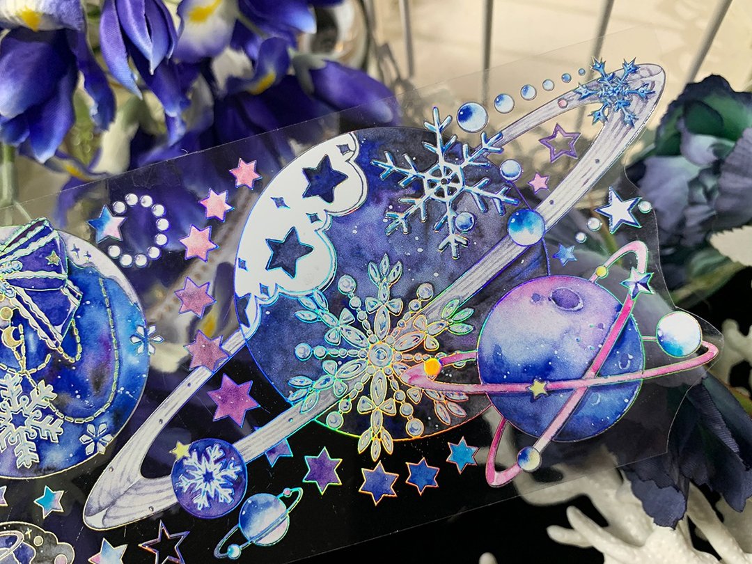 雪花星球 造景 PET 纸胶带 鐳射銀 特殊工藝 - 纸胶带 - 纸 蓝色