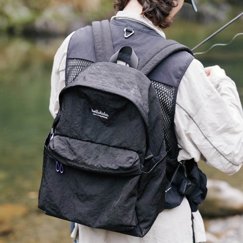 【hellolulu】日常之选 | 校园背包系列 | EVAN (苔黑色) - 后背包/双肩包 - 聚酯纤维 黑色
