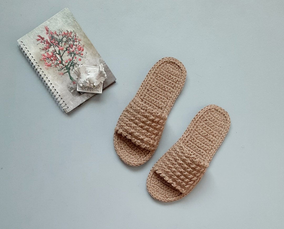 Custom slides - Hemp slippers - Cute slippers for women - 男女凉鞋 - 棉 咖啡色