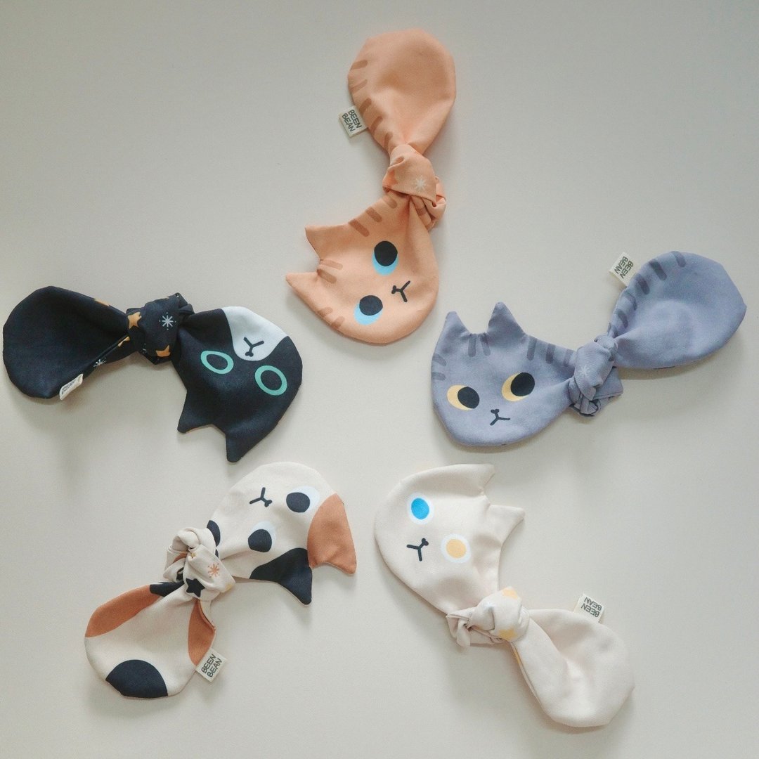 猫咪行李缎带吊牌 (5 色；适用于包包、行李绑带、发圈) - 行李吊牌 - 聚酯纤维 多色