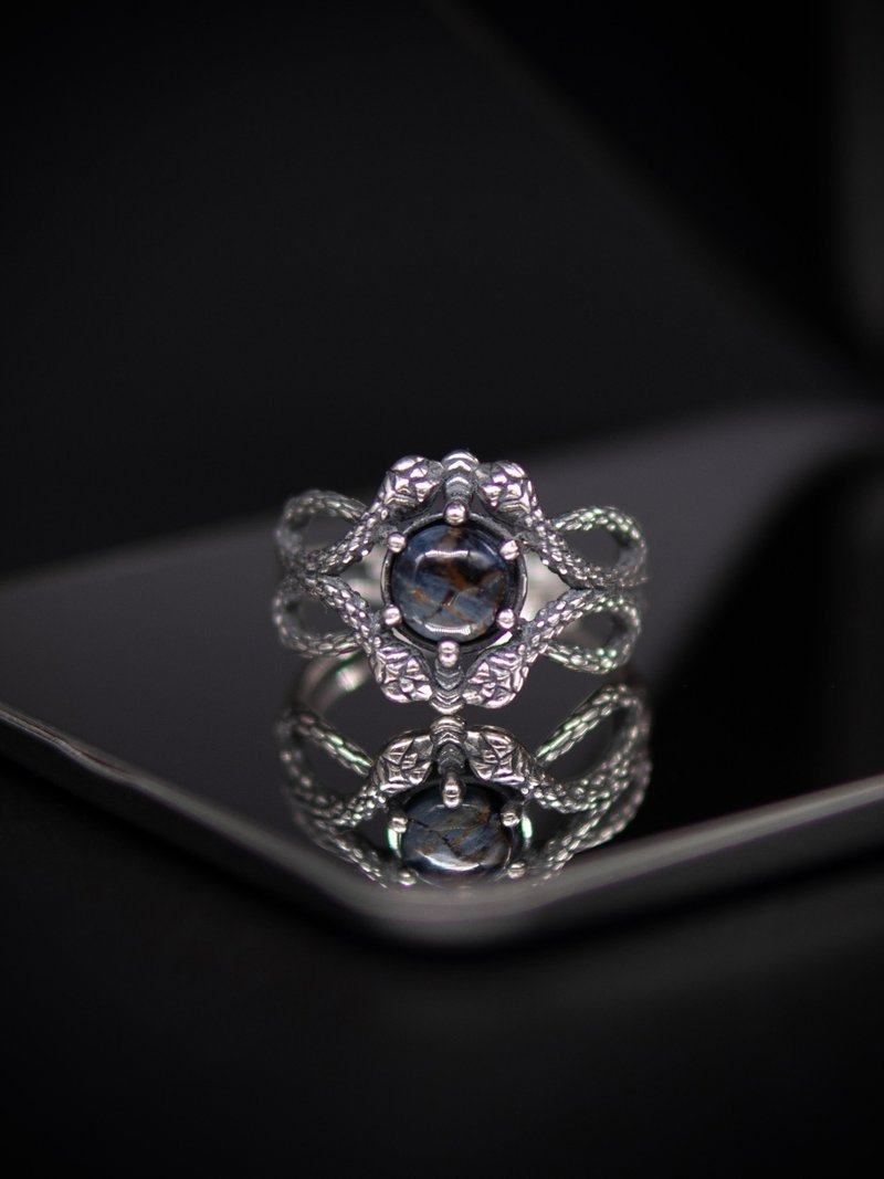 彼得石 灵蛇戒指 S925银 招财聚财 - 戒指 - 银 