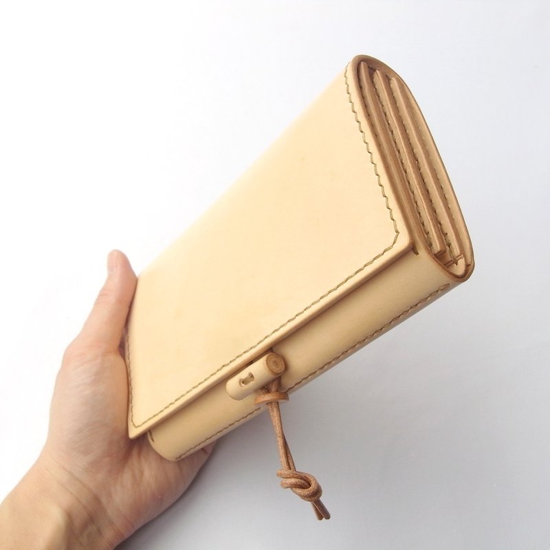 植鞣革丨大容量长夹钱包【void/ぼいど】可作斜背包 手缝制 手作り - 皮夹/钱包 - 真皮 咖啡色