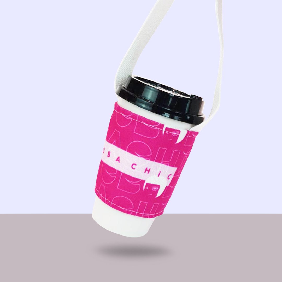 【BOBA CHiC 经典款】环保饮料提袋 - 随行杯提袋/水壶袋 - 环保材料 粉红色