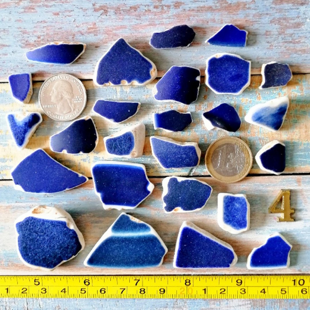 青花碎瓷 Blue and white Broken pottery 老瓷器 Broken china/Broken mosaic tiles 老瓷器 - 陶艺 - 陶 蓝色