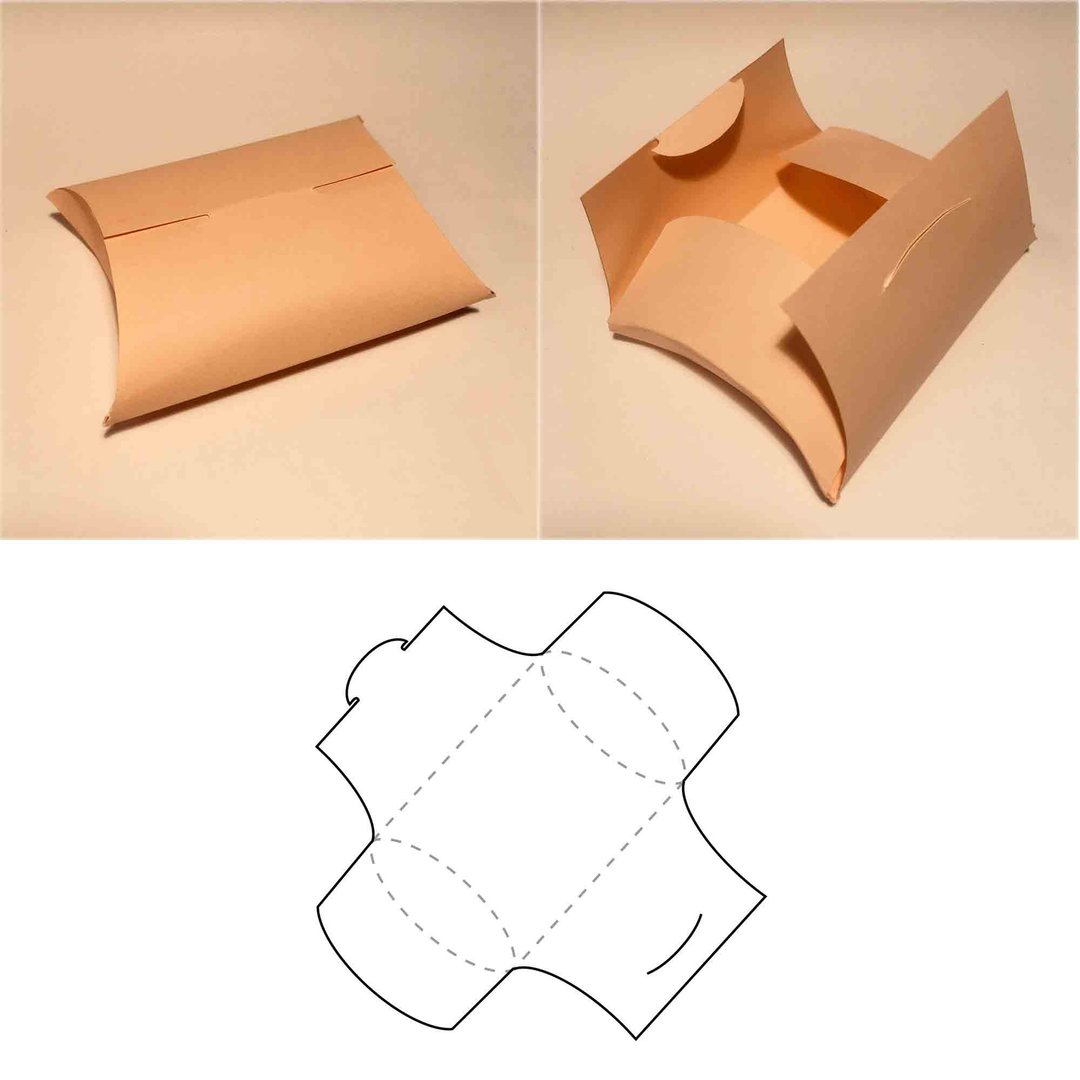 Folded pillow box template, favor box, wedding favor box, gift box, soap box - 图文模板设计 - 其他材质 