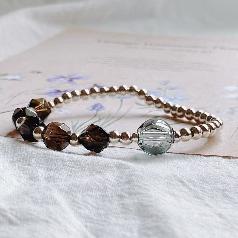 【Cinnamonmon 希娜梦梦】土壤 Soil - 茶晶银珠手链 - 手链/手环 - 玻璃 