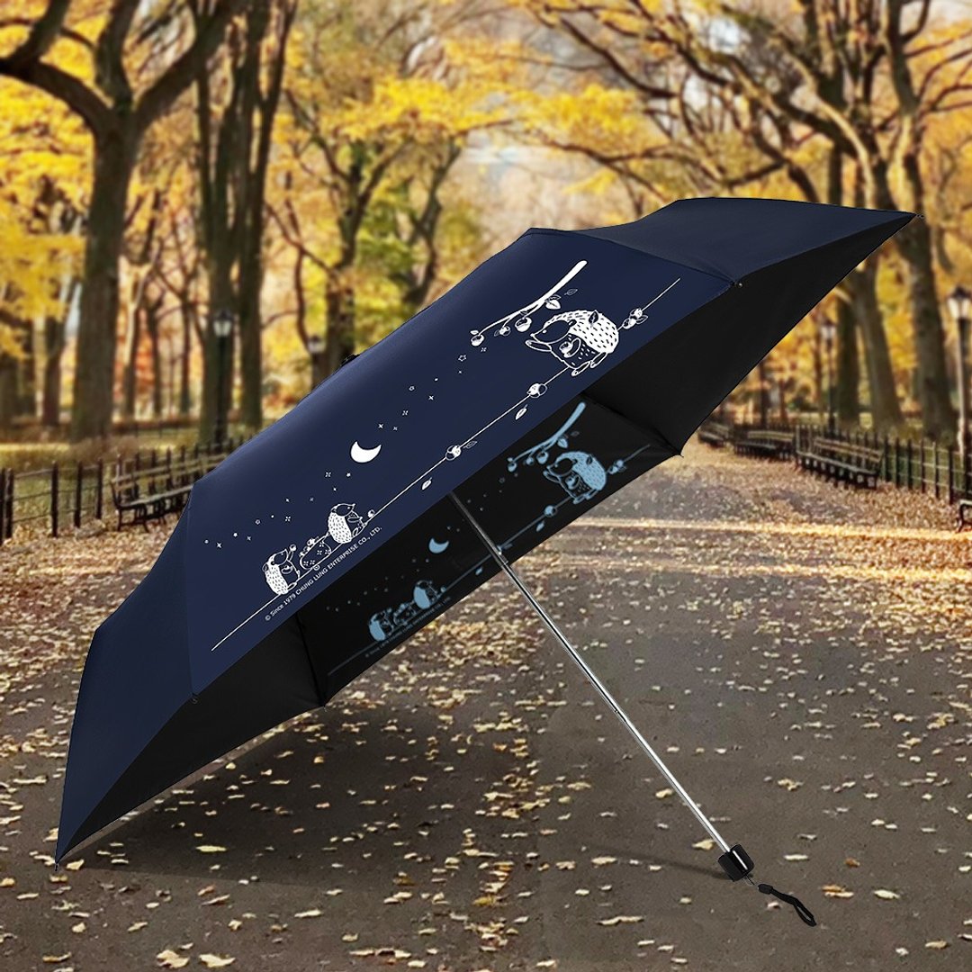 双龙刺猬超细黑胶蛋卷伞三折伞抗UV铅笔伞晴雨伞儿童伞(海军蓝) - 雨伞/雨衣 - 防水材质 蓝色