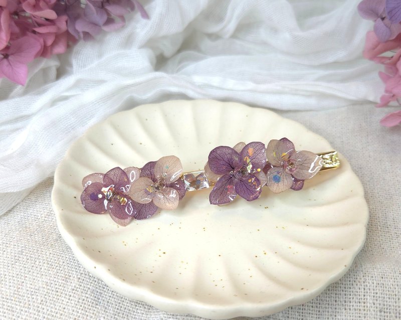 深深薰衣草绣球永生花长压夹 - 发饰 - 植物．花 紫色