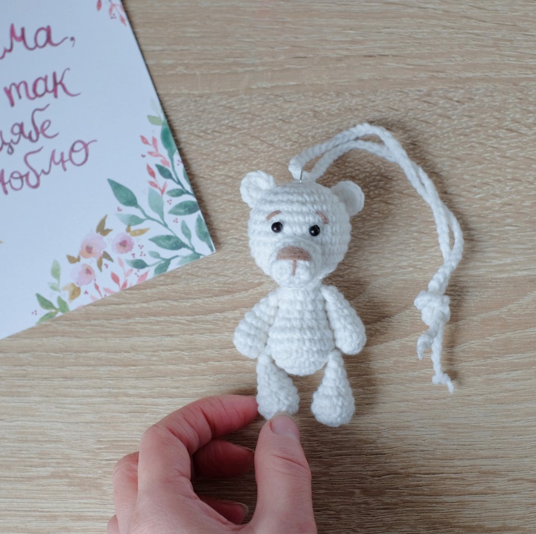 Teddy bear | gift | bag charm | Auto Accessories - 吊饰 - 绣线 白色