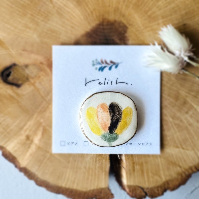 可爱 花朵 金继 陶器 发饰 发圈 马尾夹 胸针 花 黄色 橘色 焦糖棕 白色 金色 - 发饰 - 陶 黄色