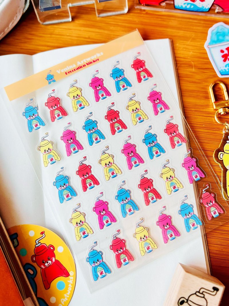 原创插画香草 刨冰熊 PET 贴纸 - 贴纸 - 塑料 多色