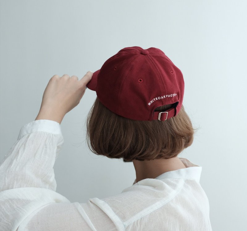 WHITEOAKFACTORY Classic retro baseball cap - Cherry red - 帽子 - 聚酯纤维 红色
