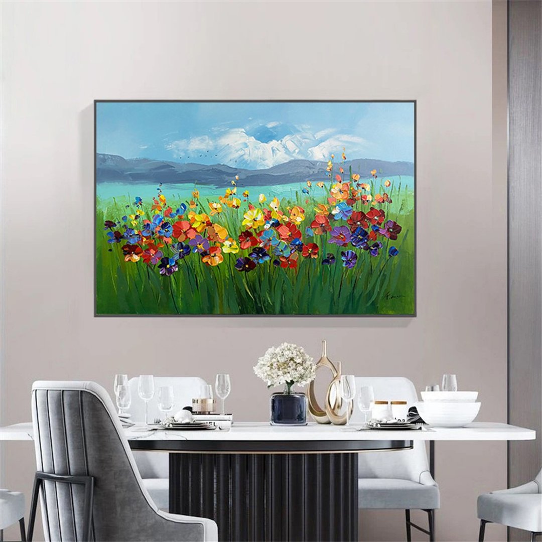 花海/手绘油画/抽象/原创商品/装饰画/挂画/客厅/走廊/沙发背景画 - 海报/装饰画/版画 - 亚麻 多色