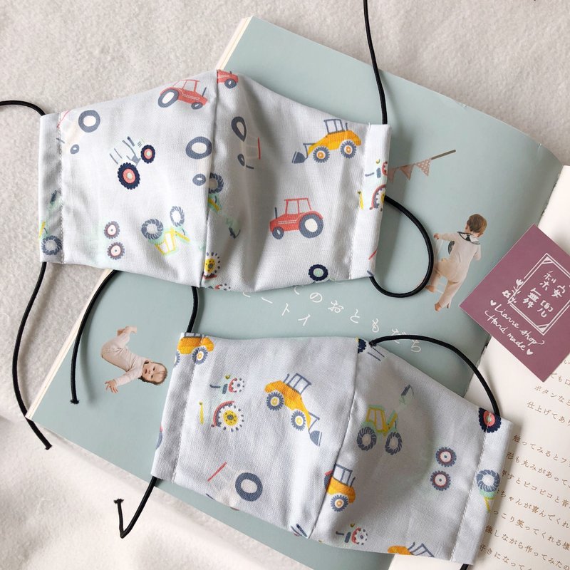 工程车 开口式可放滤材 手工四层纱立体口罩 口罩套 - 其他 - 棉．麻 