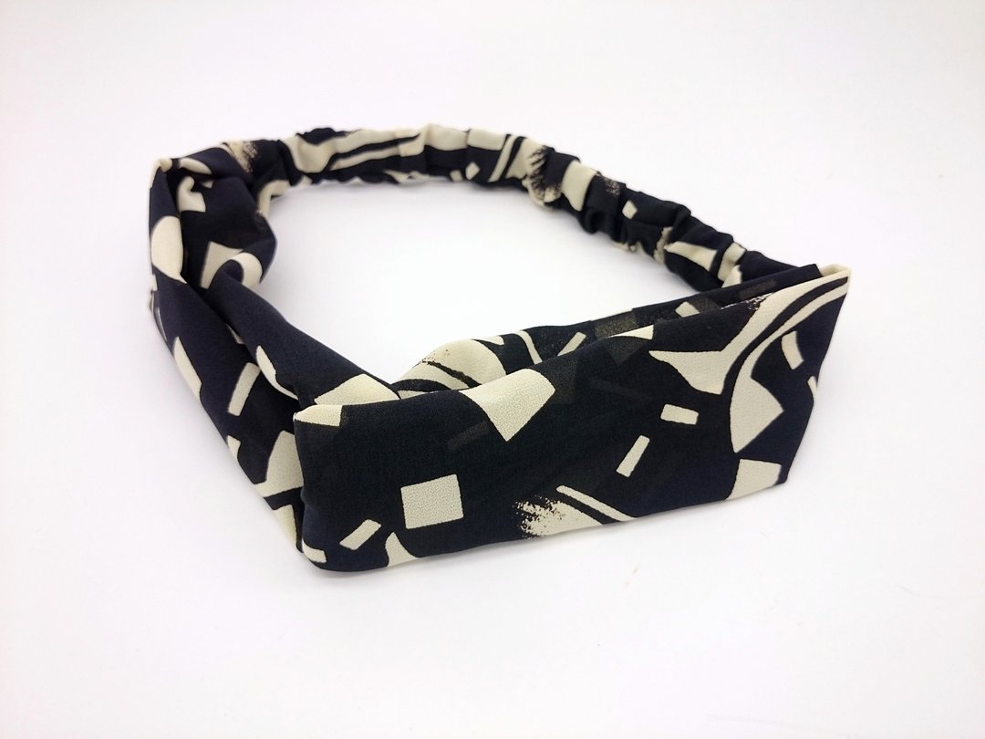 黑与米白松紧带交叉款发带 hairband  *SK* - 发带/发箍 - 聚酯纤维 