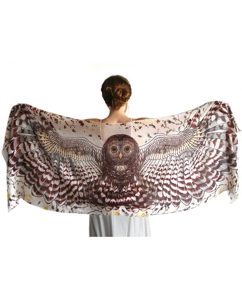 Day Owl Scarf - Silk Cashmere - 丝巾 - 棉 
