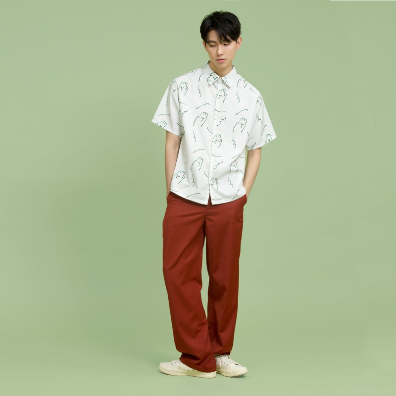 tan tan / 手掌兄弟短袖衬衫(白) - 男装衬衫 - 其他材质 白色