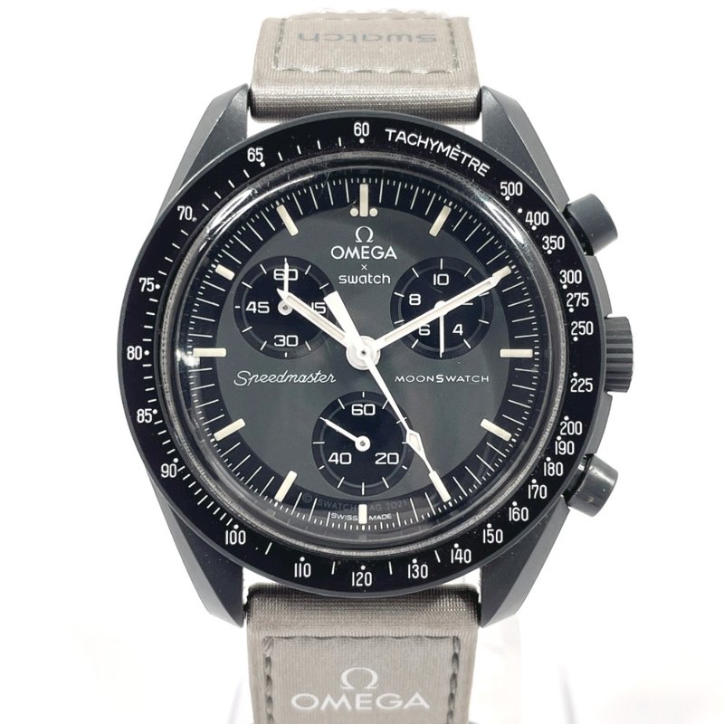 【日本直送 二手美品】欧米茄 OMEGA 手表 S033A100 MoonSwatch Mercury Speedmaster 尼龙/生物陶瓷 - 女表 - 尼龙 黑色