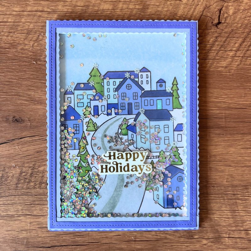 Happy Holidays圣诞小镇 摇摇卡 圣诞卡 紫 - 卡片/明信片 - 纸 紫色