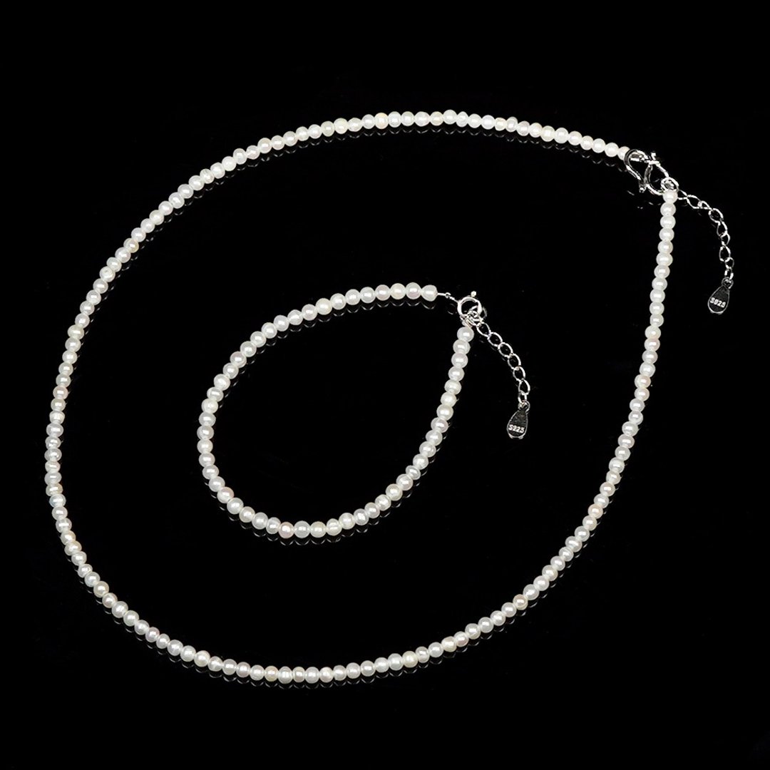 【正佳珠宝】 天然淡水珍珠 3mm 珍珠项链 珍珠手链 珍珠套组 - 项链 - 半宝石 多色