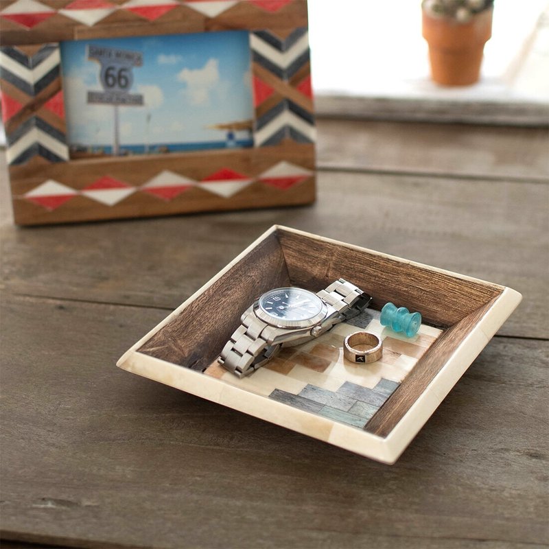 地球树公平贸易fair trade -- 印度手工牛骨正方形盘子(两色) - 盘子/餐盘/盘架 - 其他材质 