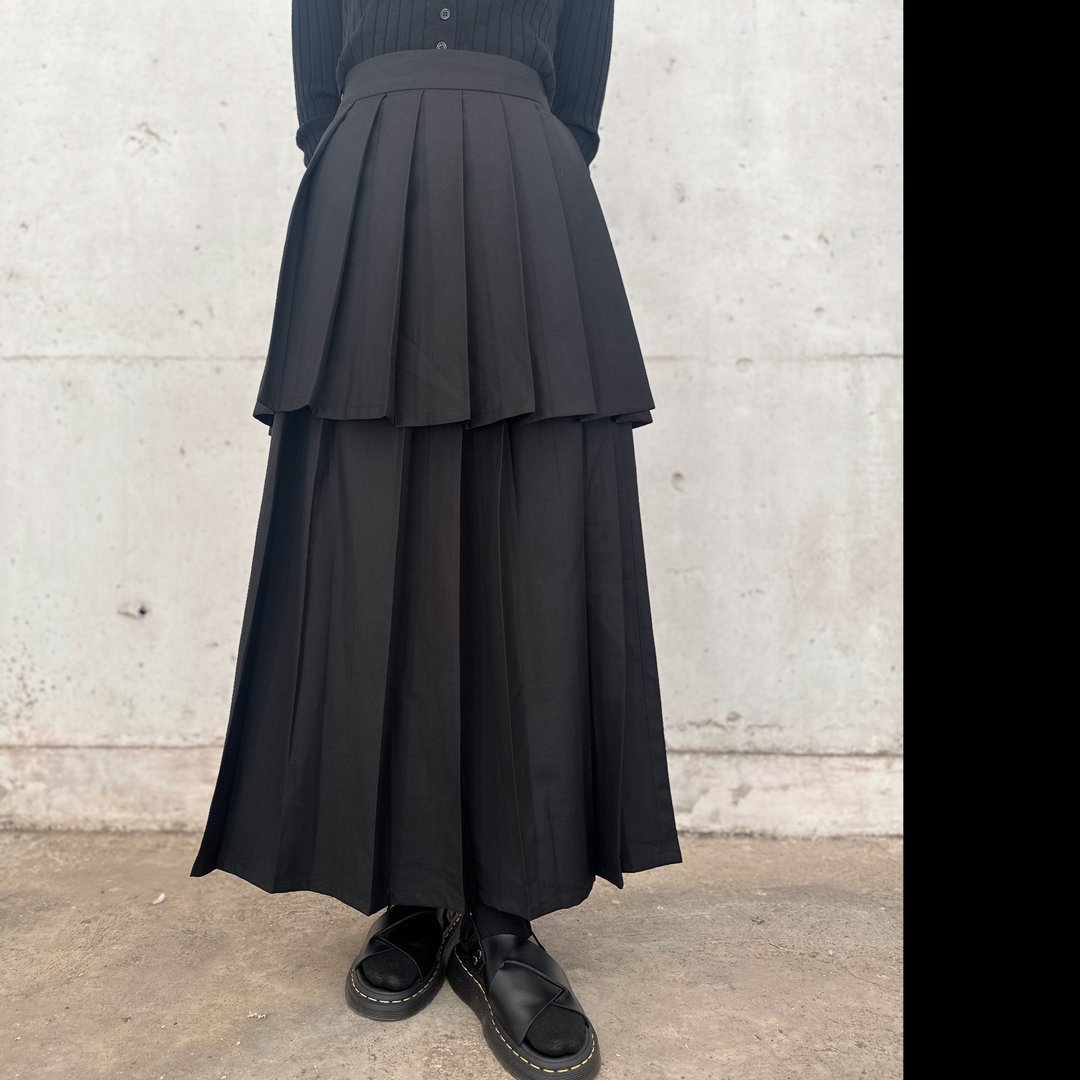如果重叠百褶裙 - 裙子 - 其他人造纤维 黑色