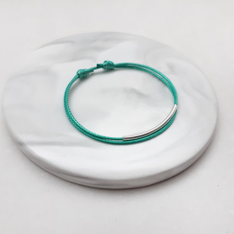 蜡线手环 s925纯银 弯管 素色简约 蜡绳细线 - 手链/手环 - 其他材质 银色