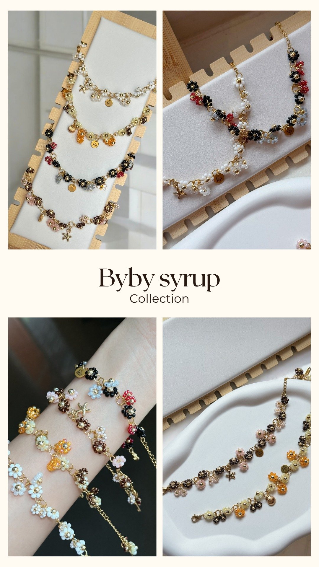 Baby Syrup 系列- 串珠手链 - 手链/手环 - 不锈钢 金色