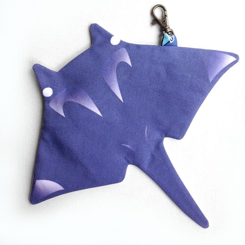 设计款MR148 - 【牛津棉布】鬼蝠魟造型零钱包#蓝紫 - 零钱包 - 棉．麻 紫色