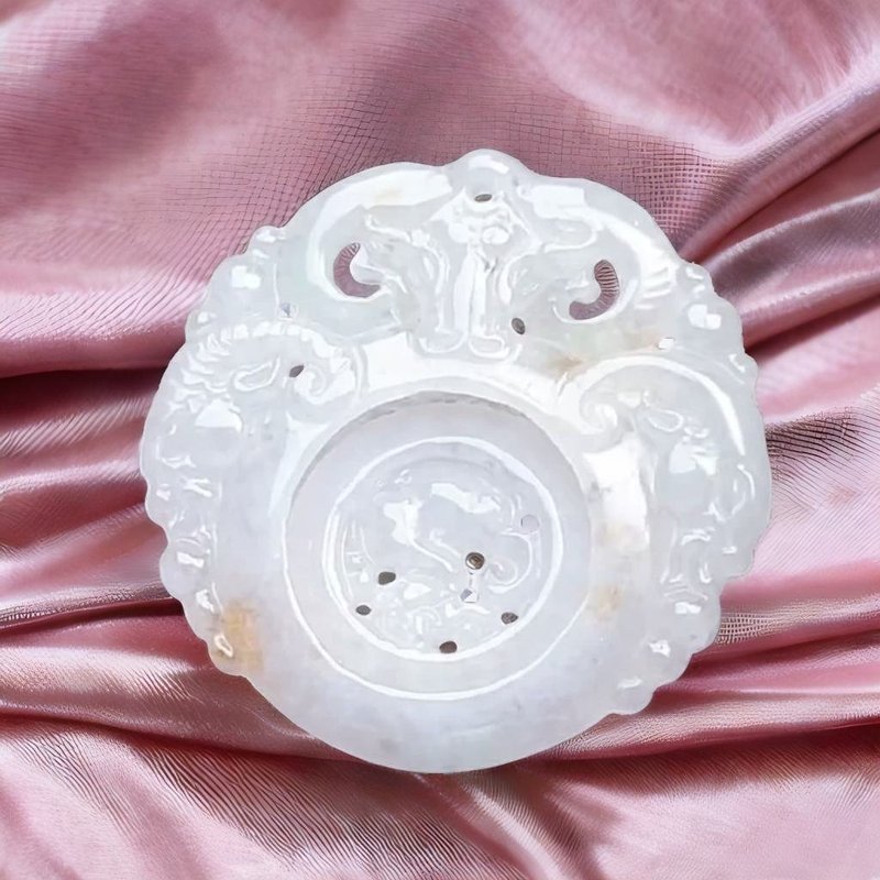 冰种飘花翡翠三羊开泰项链 | 天然缅甸玉A货翡翠 | 送礼 - 项链 - 玉石 多色