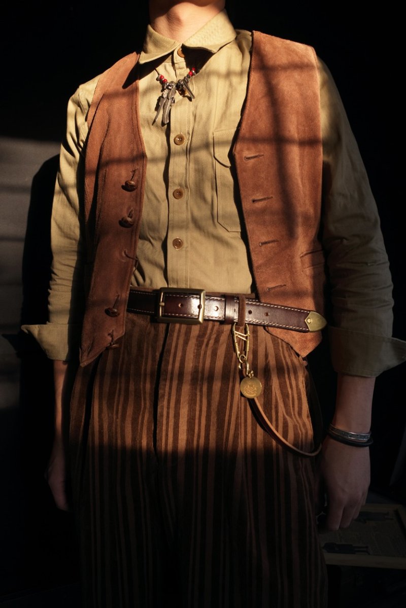 双面贴合真皮两用商务休闲皮带/腰带 男士 手工製 - 皮带/腰带 - 真皮 黑色