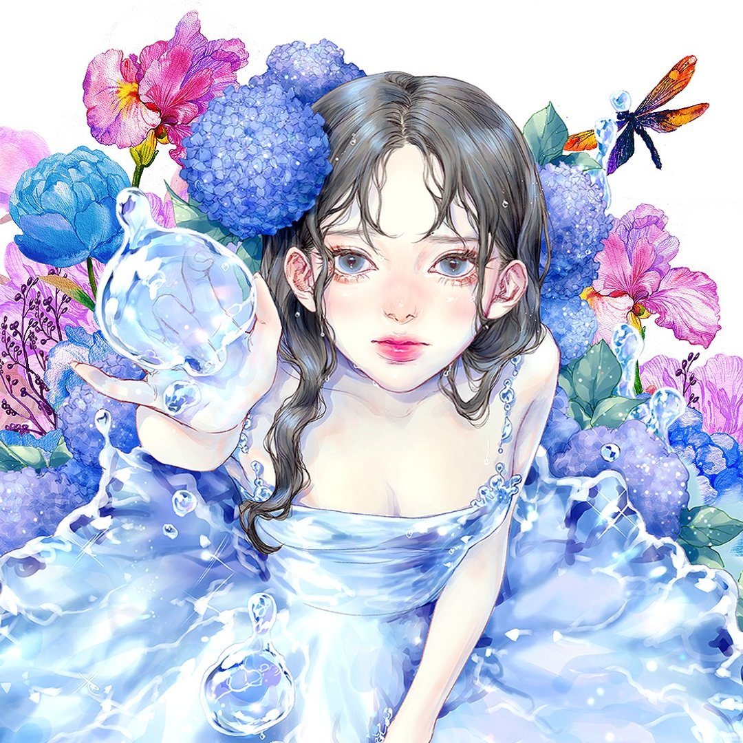 (水之精灵)绣球花(6Color) - 贴纸 - 纸 多色