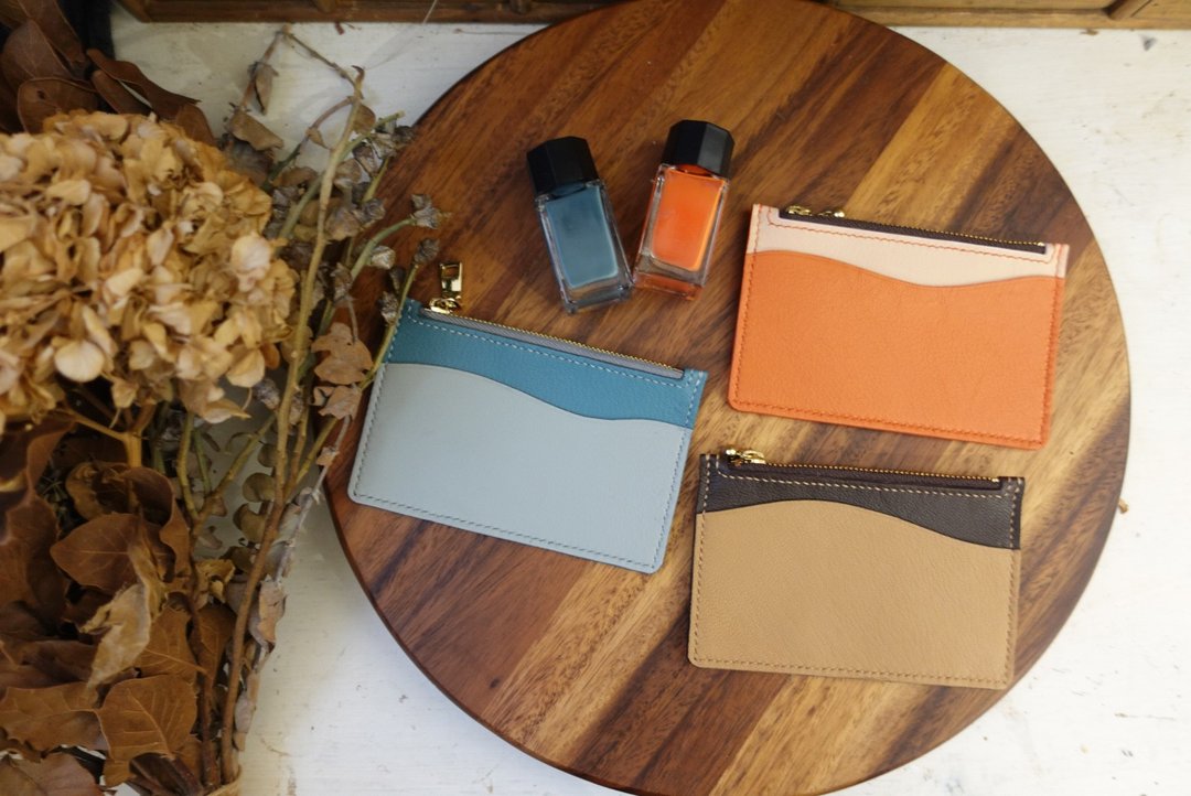 【ola】 法国山羊皮多功能包 - 化妆包/杂物包 - 真皮 橘色
