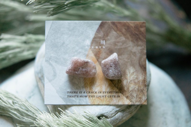 CRACK | 矿物系耳环 |  EARRINGS - 耳环/耳夹 - 玉石 粉红色