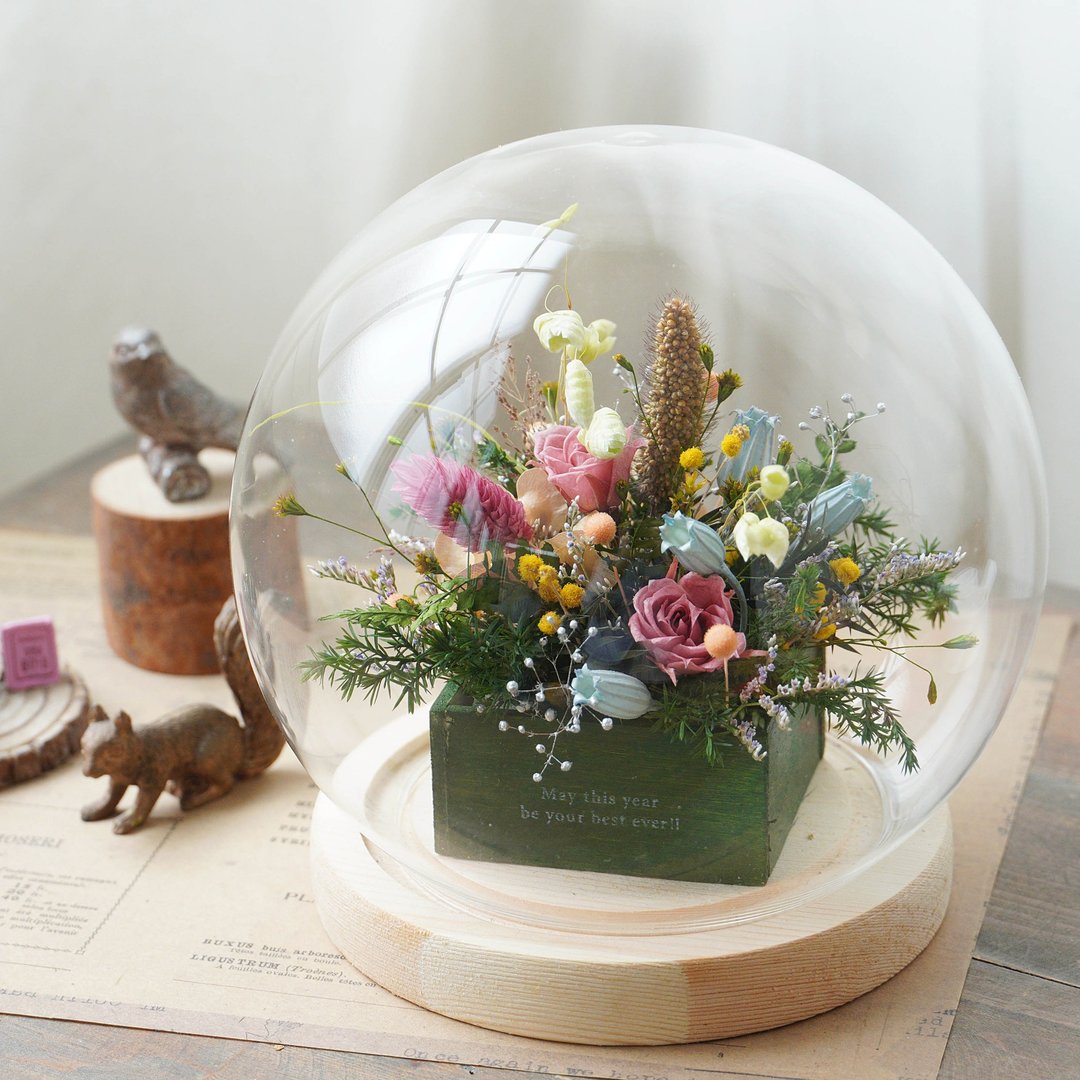 【在线】DIY材料包 森林绿木不凋花玻璃球座/ 附简易说明书电子档 - 植栽 - 植物．花 