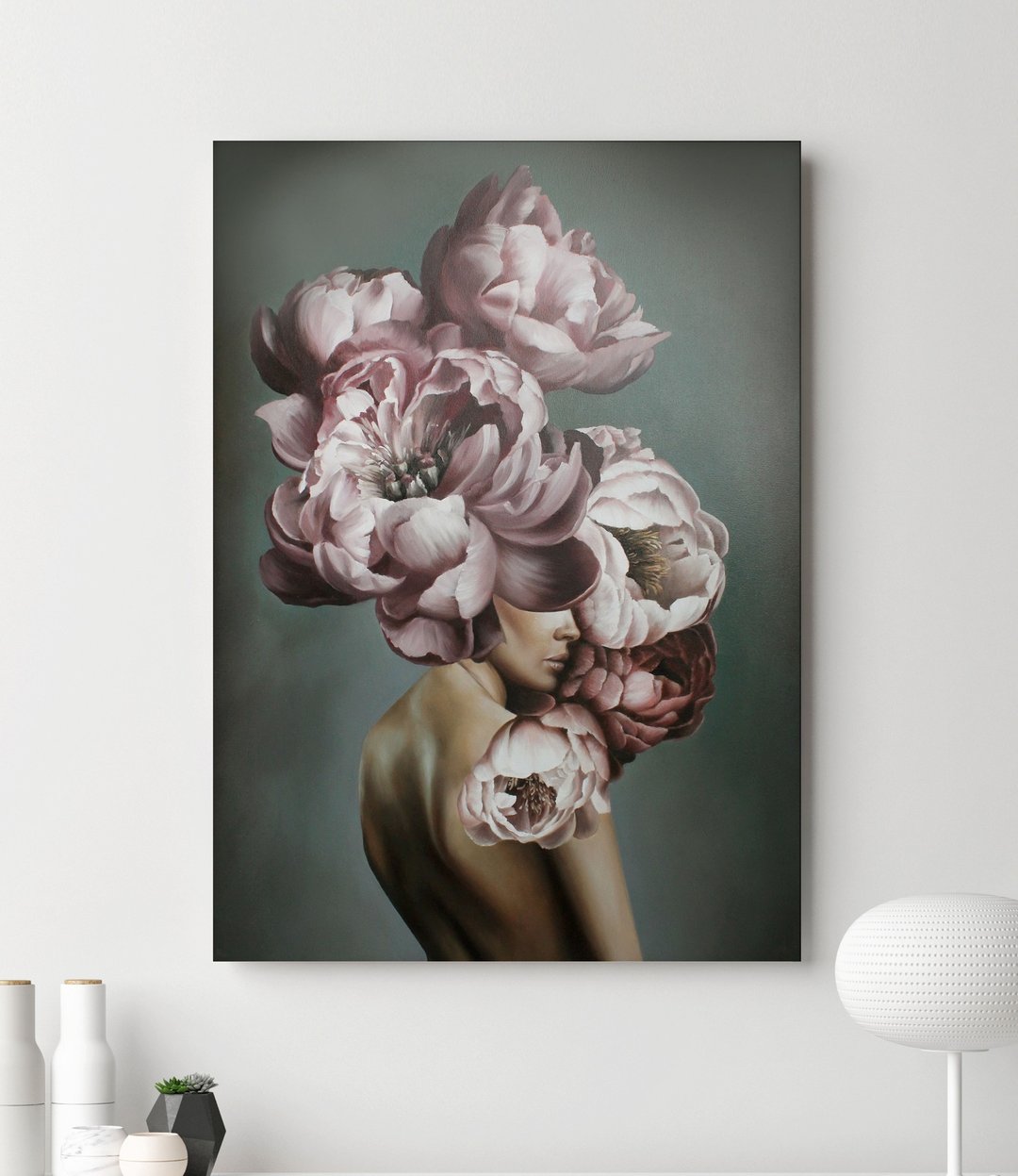 画女孩与花 | 花女孩 | 女孩花画 | 在梦中 - 墙贴/壁贴 - 棉 粉红色