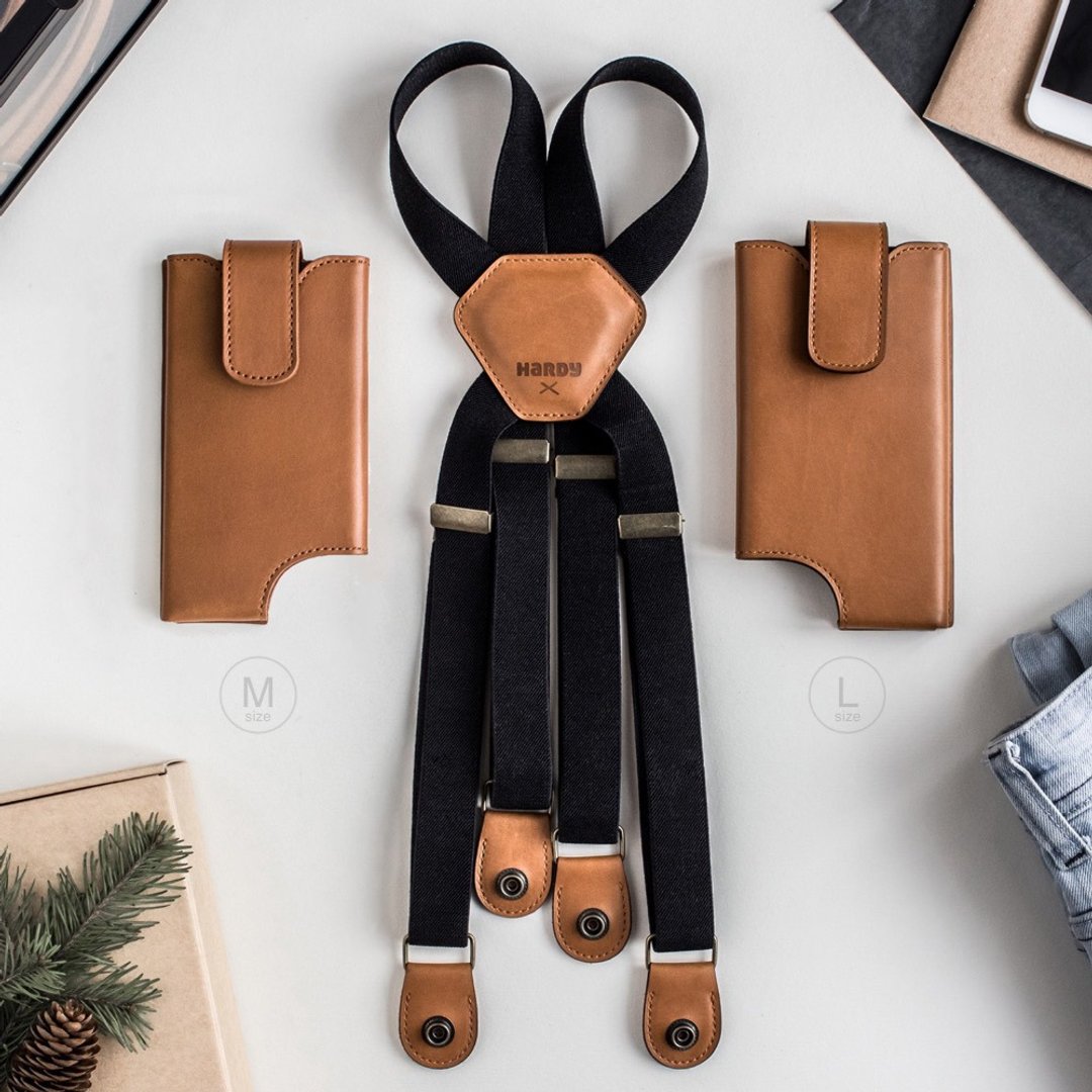 Double Phone Holster Leather Shoulder Bag \ for two Phones (kit without wallet) - 手机配件 - 真皮 