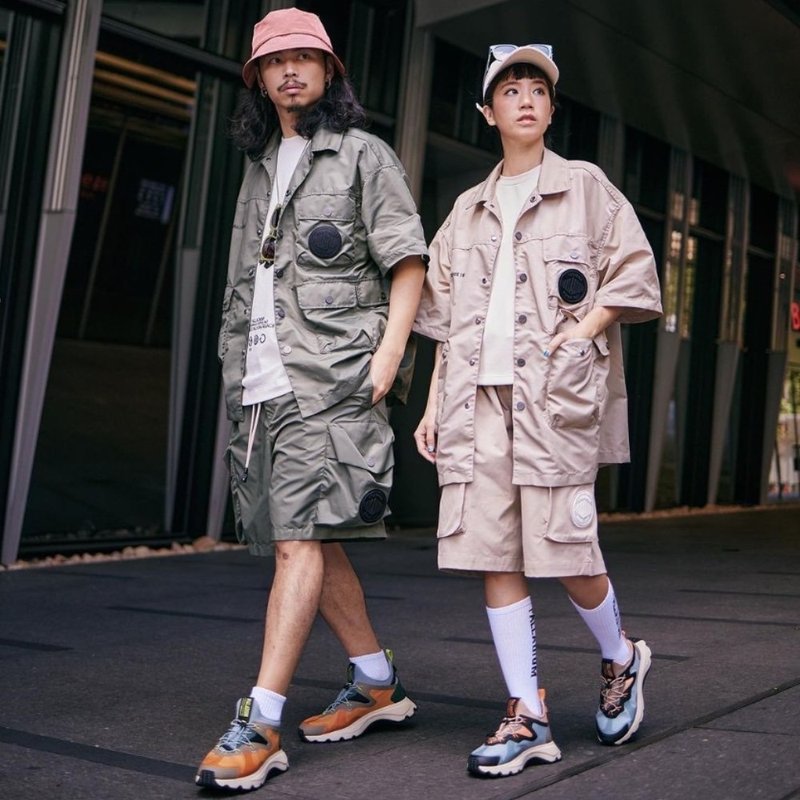 PALLADIUM 双色男女工装风短袖衬衫108851 - 男装衬衫 - 棉．麻 多色