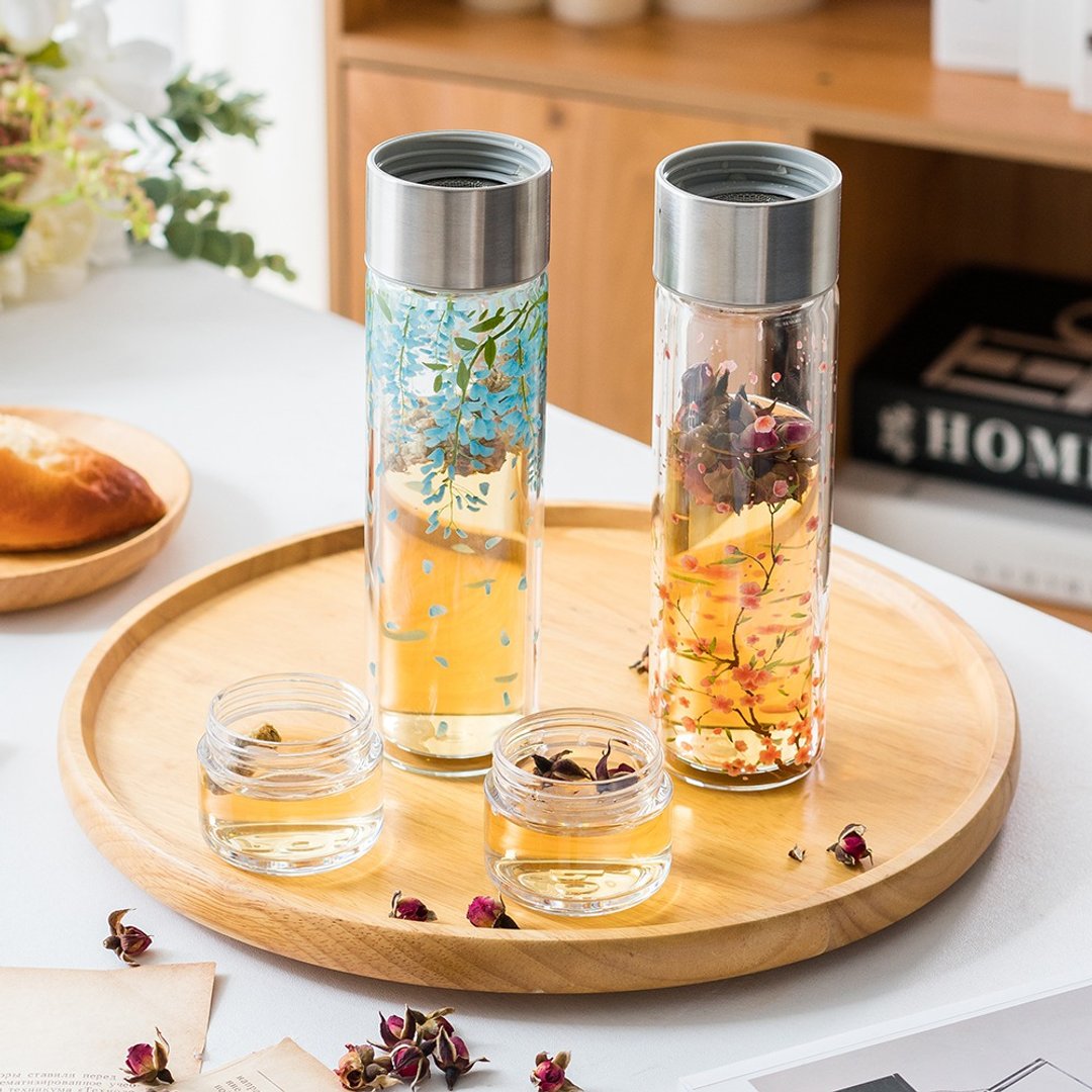 【女生礼物】双层外用玻璃瓶 泡茶 隔热 保温 200ml 生日 新年礼 - 水瓶/水壶 - 玻璃 多色